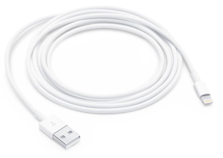 CABLU alimentare si date smartphone Apple, Lightning (T) la USB 2.0 (T), cauciuc, lungime 2 m, alb, "md819zm/a" (timbru verde 0.08 lei)