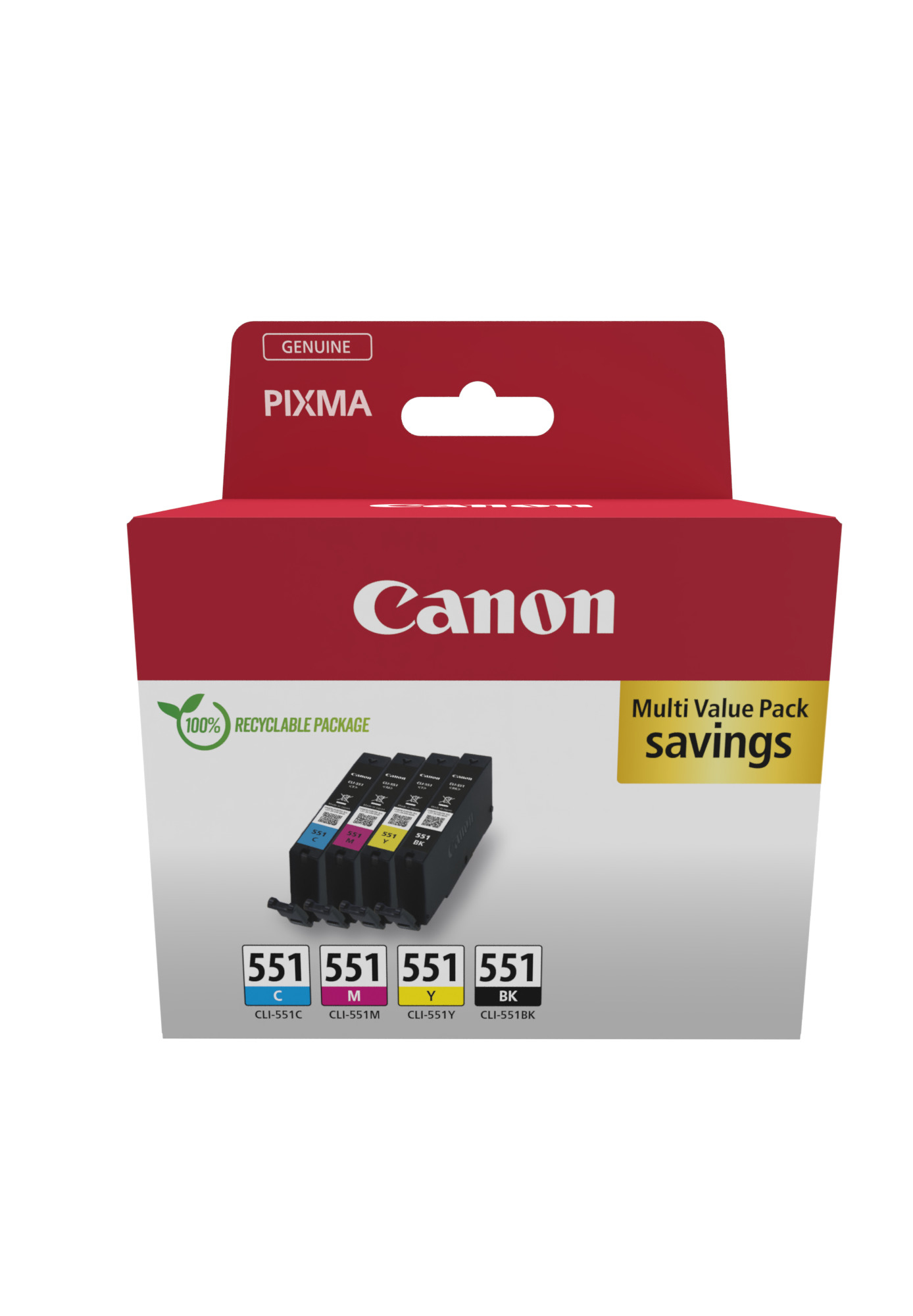 Combo-Pack Original Canon CMYK, CLI-551, pentru Pixma IP-7250|8750|IX-6850|MG-5450|5550|5650|6350|6450|6650|7150|7550|MX-725|925, 7ml, (timbru verde 0.60 lei), "6509B015AA"