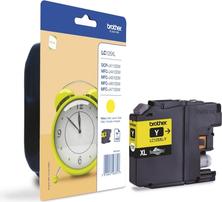 Cartus Cerneala Original Brother Yellow, LC125XLY, pentru DCP-J4110|MFC-J4410|J4510|J4610|J4710|J6520|J6920, 1.2K, (timbru verde 0.15 lei), "LC125XLY"
