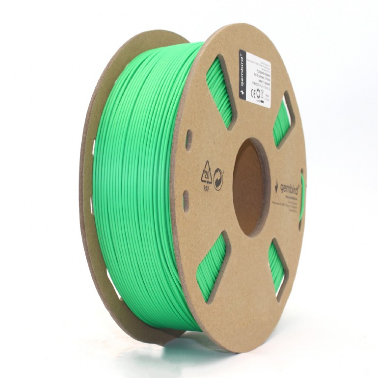 FILAMENT GEMBIRD pt. imprimanta 3d, PLA, 1.75mm diamentru, 1Kg / bobina, aprox. 330m, topire 190-220 grC, green, "3DP-PLA1.75-01-G"