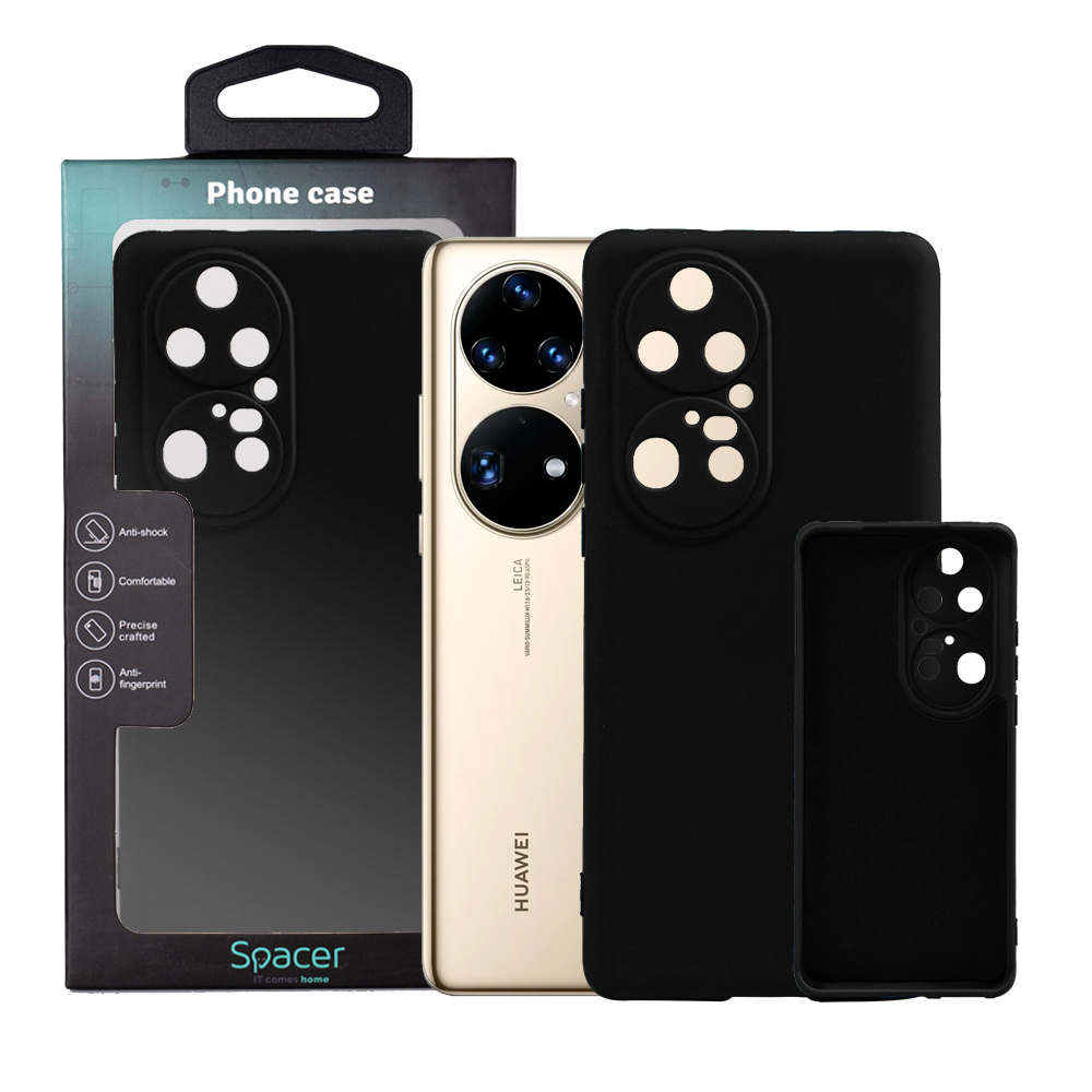 Husa Huawei telefon P 50 Pro, negru, tip back cover, material flexibil silicon + interior cu microfibra, "SPPC-HU-P-50P-SLK"