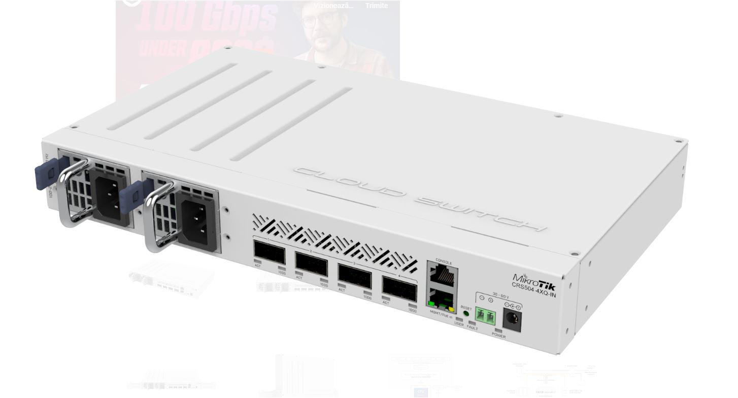 MIKROTIK SWITCH 1XFE 4X 100G CRS504-4XQ "CRS504-4XQ-IN" (timbru verde 2 lei)