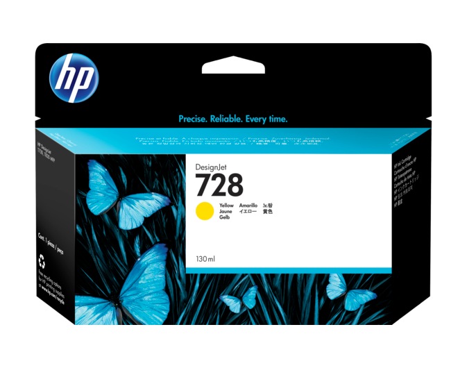 Cartus Cerneala Original HP Yellow, nr.728, pentru DesignJet T730|DesignJet T830, , (timbru verde 0.15 lei), "F9J65A"