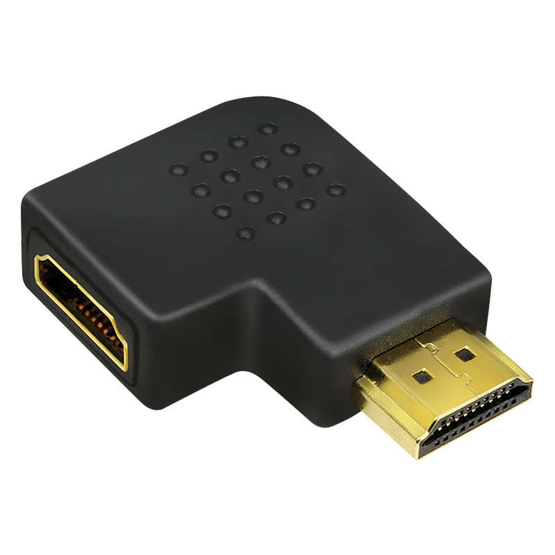 ADAPTOR video LOGILINK, HDMI (T) la HDMI (M), conectori auriti, in unghi de 90 grade, rezolutie maxima 4K UHD (3840 x 2160) la 30 Hz, negru, "AH0008" (timbru verde 0.08 lei)
