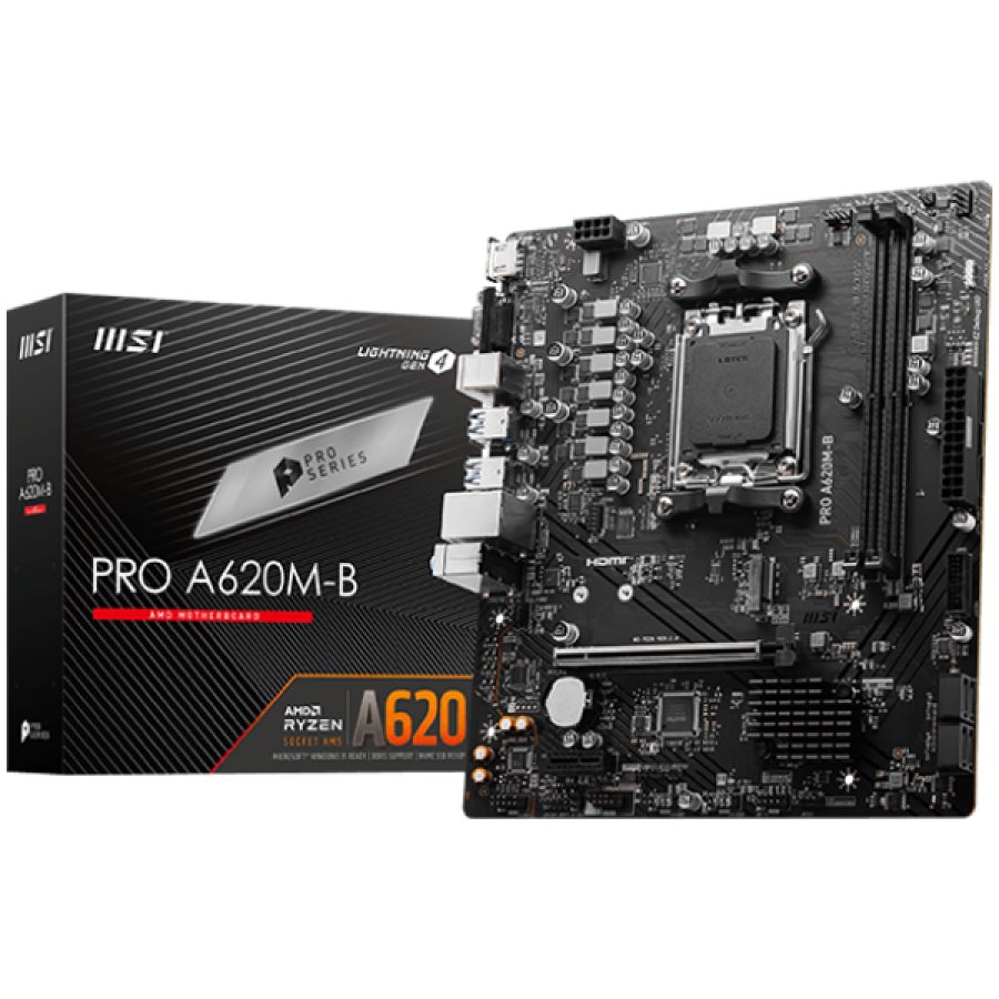 MSI MB Sc AM5 PRO A620M-B, AMD A620, 2xDDR5, 1xHDMI, 1xVGA, mATX "PRO_A620M-B"