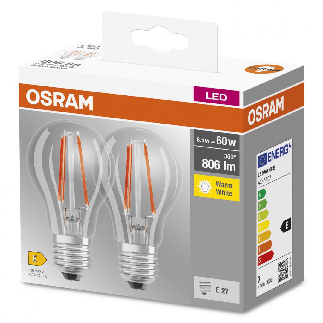 BASECLA60 6,5W/827 230V FIL E27 FS2OSRAM "000004099854064098" (timbru verde 0.45 lei)