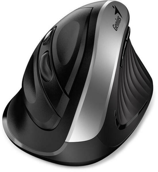 MOUSE Genius "Ergo 8259S", PC sau NB, wireless 2.4GHz, optic, 1600 dpi, ergonomic, butoane/scroll 6/1, acumulator, buton Copilot, argintiu, "31030031401" (timbru verde 0.18 lei) 4710268260394