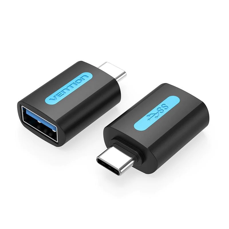 Adaptor USB OTG Vention, USB Type-C (T) la USB 3.2 gen 1 (M), rata transfer 5 Gbps, invelis PVC, negru, "CDUB0" (timbru verde 0.03 lei) - 6922794755246