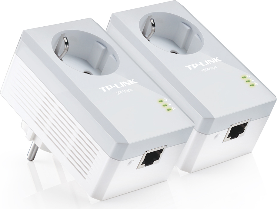 KIT ADAPTOR POWERLINE TP-LINK tehnologie AV, AV600, pana la 600Mbps, 1 port 10/100Mbps, priza AC, 2buc. "TL-PA4010PKIT" (timbru verde 2 lei)