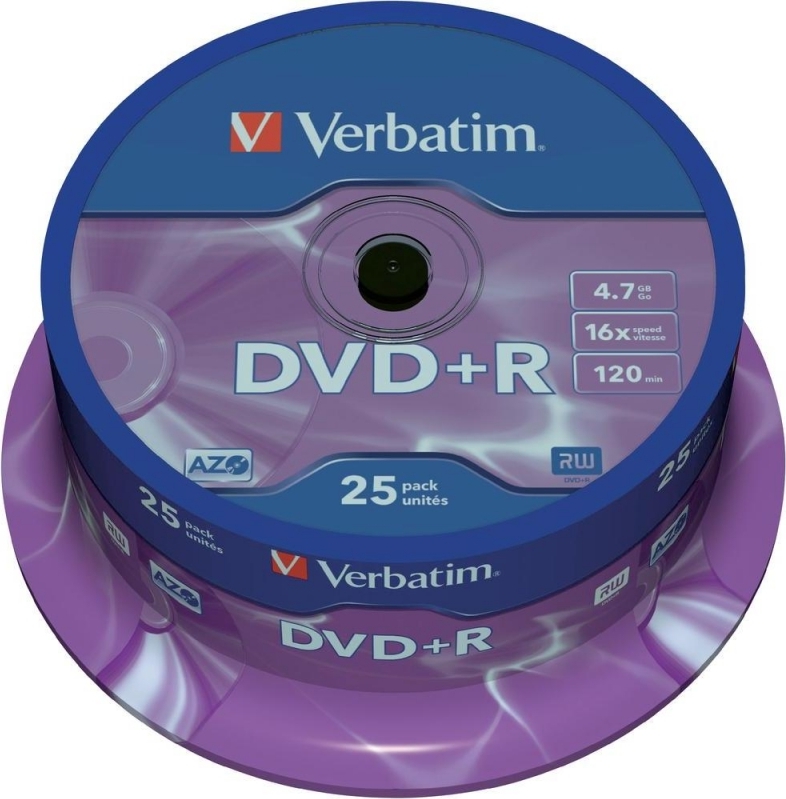 DVD+R VERBATIM 4.7GB, 120min, viteza 16x, 25 buc, Single Layer, spindle, "Matt Silver" "43500"