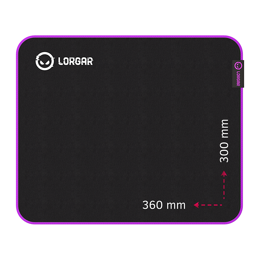 Lorgar Main 313, Gaming mouse pad, High-speed surface, Purple anti-slip rubber base, size: 360mm x 300mm x 3mm, weight 0.195kg "LRG-GMP313"