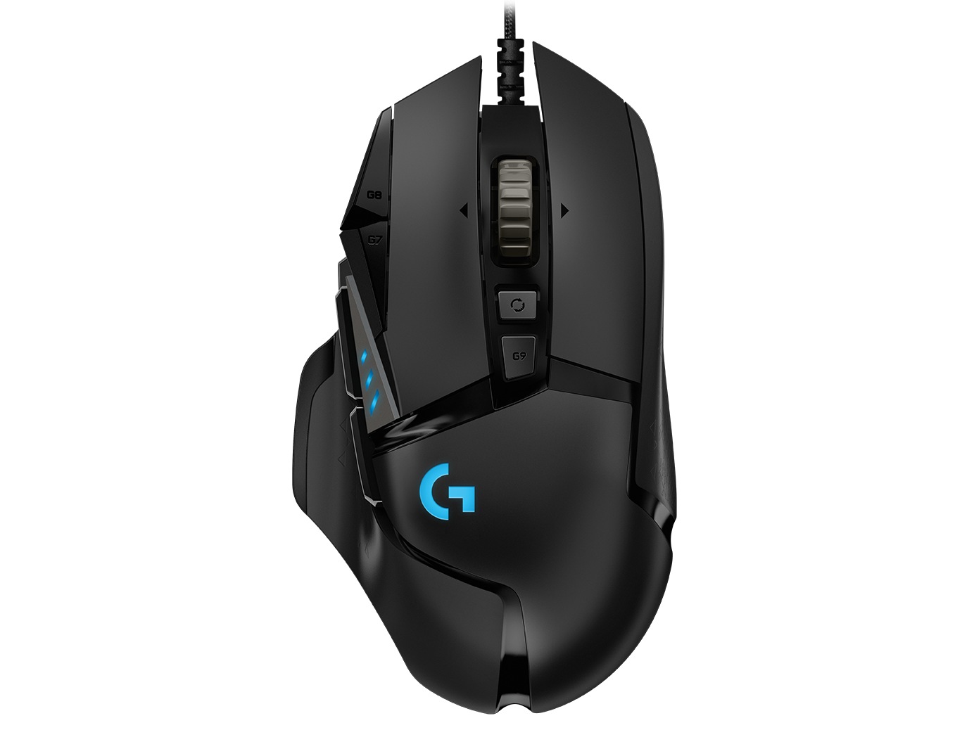 MOUSE LOGITECH, "G502", gaming, cu fir, USB, optic, 16000 dpi, butoane/scroll 11/1, iluminare, butoane programabile, negru, "910-005470" (timbru verde 0.18 lei)