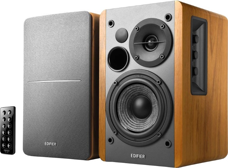 BOXE EDIFIER 2.0, RMS: 42W (2 x 21W), bluetooth, telecomanda wireless, volum, bass, treble, optical, brown, "R1280DBb" (timbru verde 11.00 lei)