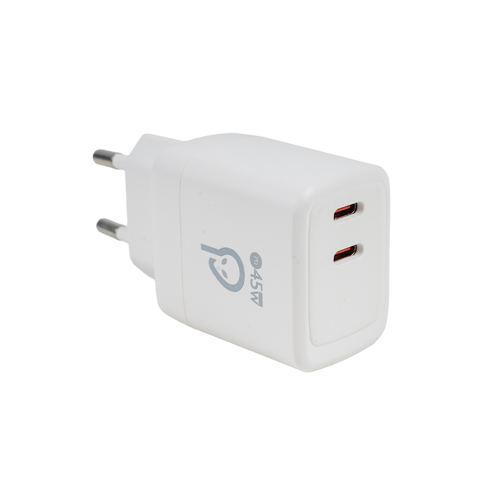 ALIMENTATOR retea SPACER Power Delivery, GaN, 2 x USB Type-C PD (max 45W) "SPAR-TYPECQ-03" (timbru verde 0.18 lei)