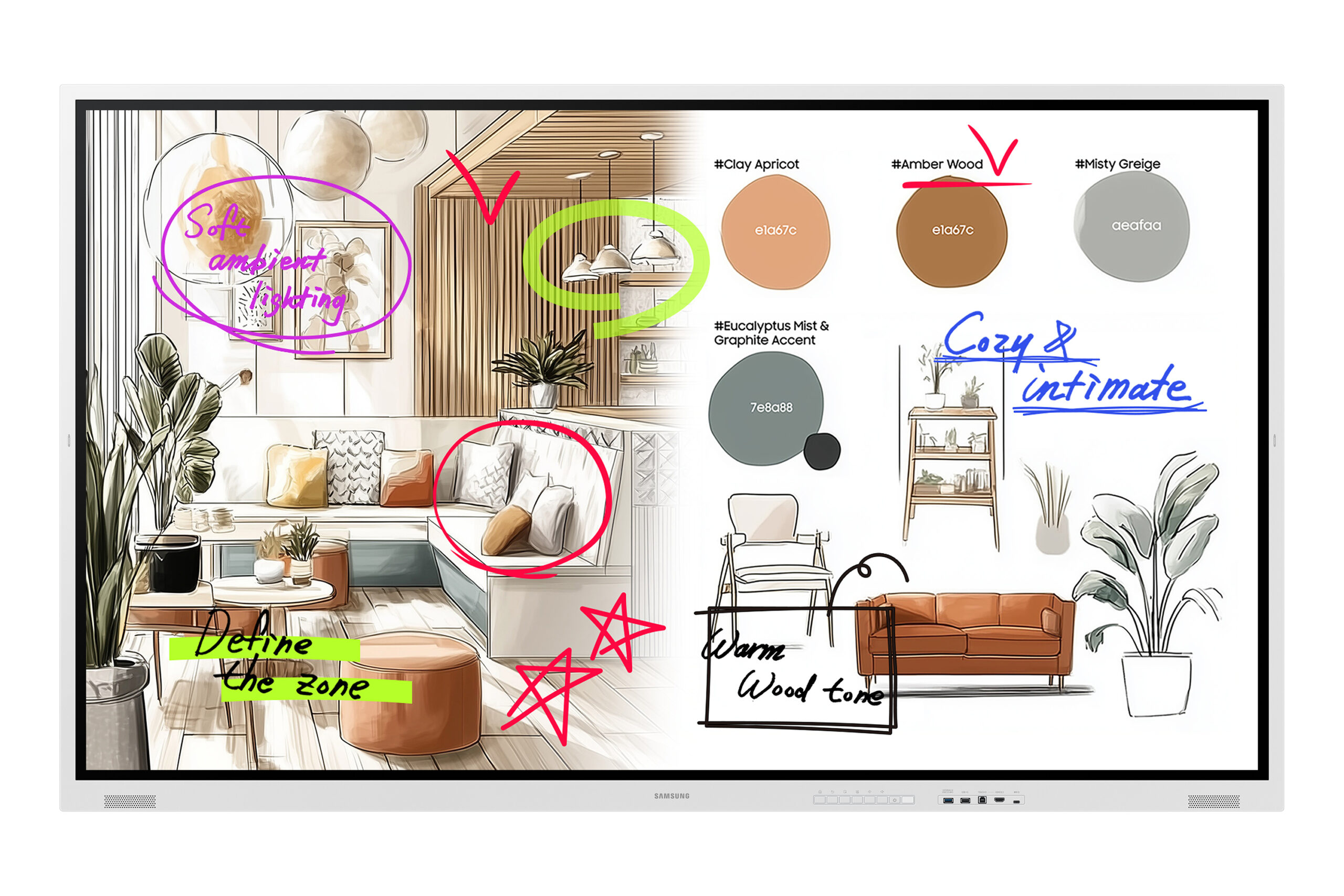 SAMSUNG FLIP 5 PRO WM85FX 85inch Tactile Infrared 20p UHD 3840x2160 16:9 300nit without glass 220nit with glass "LH85WMFWLGCXEN" (timbru verde 15 lei)