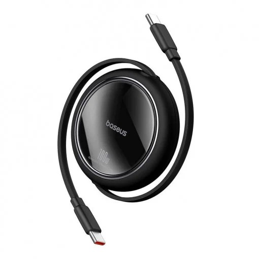CABLU alimentare si date Baseus Free2Draw Mini, Fast Charging Data Cable pt. smartphone, retractabil, USB Type-C la USB Type-C 100W, 1m, negru "P10364500111-00" (timbru verde 0.08 lei) - 6932172647537