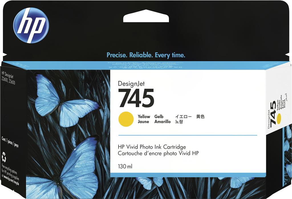 Cartus Cerneala Original HP Yellow, nr.745, pentru DesignJet Z2600|Z5600, 130ml, incl.TV 1.2incl.TV "F9J96A"