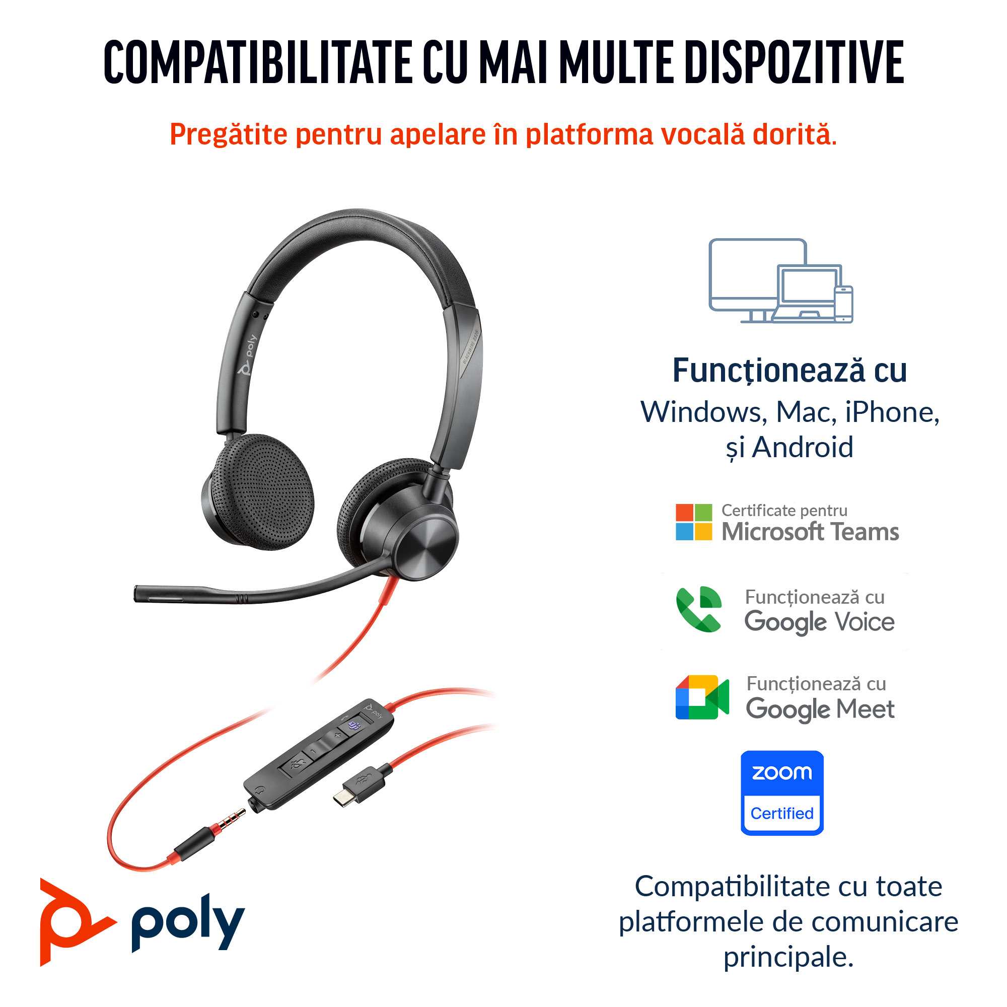 Poly BW 3325 -M USB-C HS +USB-C/A"8X222AA" - imagine 3