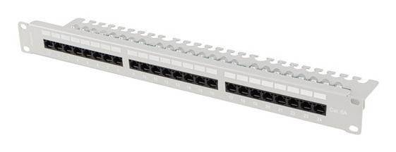 Patch panel 24 porturi 1U Cat.6A UTP gri "PPUA-1124-S" (timbru verde 0.08 lei)