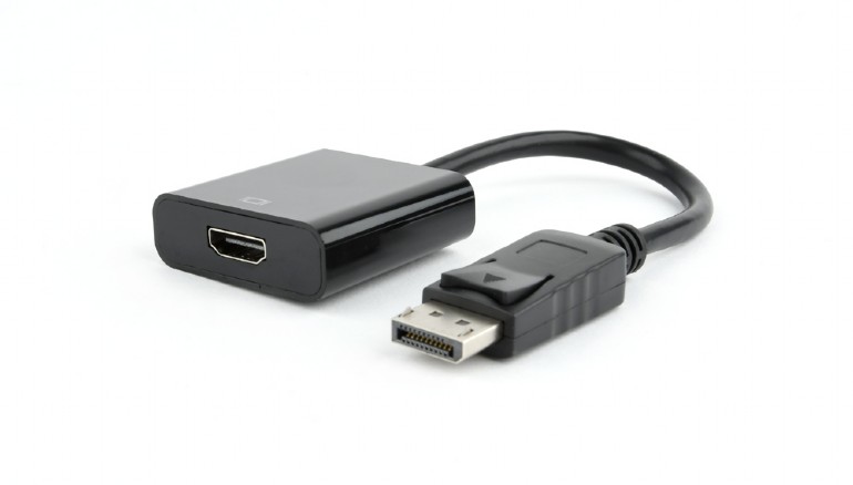 CABLU video GEMBIRD, adaptor DisplayPort (T) la HDMI (M), 10cm, rezolutie maxima Full HD (1920 x 1080) la 60Hz, negru, "AB-DPM-HDMIF-002" (timbru verde 0.08 lei)