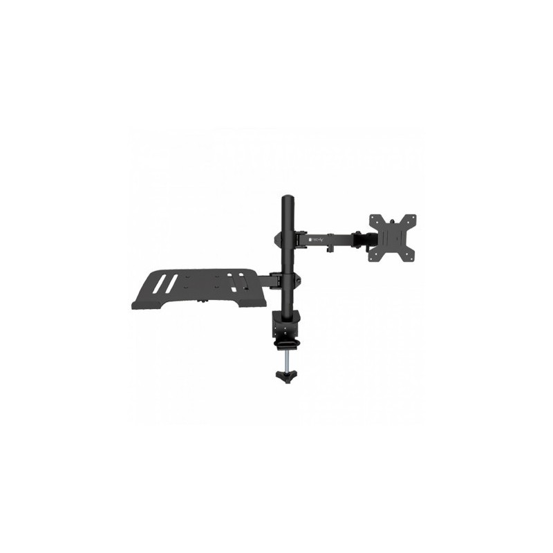 Suport brat de birou pentru monitor, 13-32 inch si raft pentru laptopuri, Negru, Techly, ICA-LCD 174NB "ICA-LCD174NB"