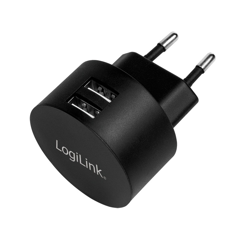 ALIMENTATOR retea 220V LOGILINK, universal, 2 x USB-A, maxim 2.1A, 10.5W, suport OCP/OVP/OHP/SCP, negru, "PA0218" (timbru verde 0.18 lei)