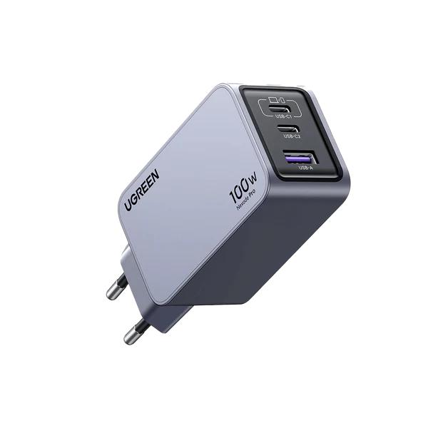 INCARCATOR retea Ugreen, Nexode "X757" Quick Charge 100W GaN, 1 x USB, 2 x USB Tpe-C, include cablu USB Type-C la USB Type-C 240W 1.5 m, gri "25874" (timbru verde 0.18 lei) - 6941876228744