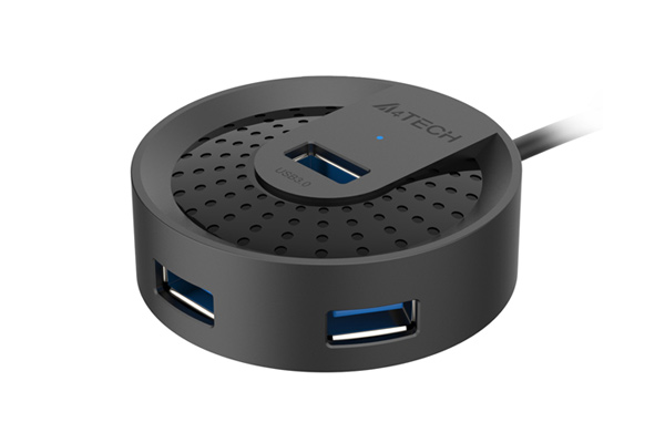 HUB extern A4TECH, porturi USB-A: USB 3.0 x 4, conectare prin USB , cablu 1.0 m, negru, "HUB-30-BK" (timbru verde 0.8 lei)