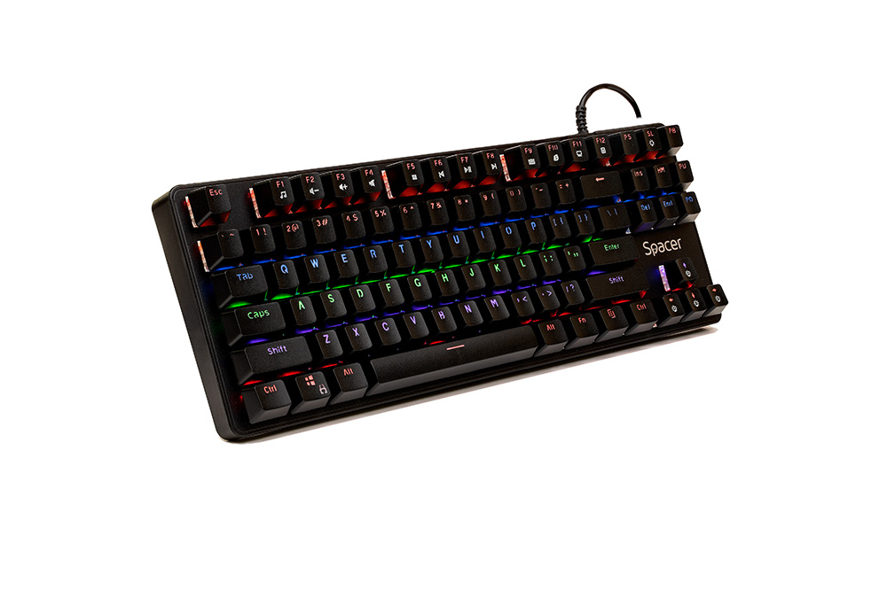 TASTATURA MECANICA SPACER USB IMMORTAL, switch-uri mecanice albastre, 50 mil. apasari, 87 taste, anti-ghosting 26 taste, anti-spill, black, "SPKB-MK-IMMORTAL" (timbru verde 0.8 lei)