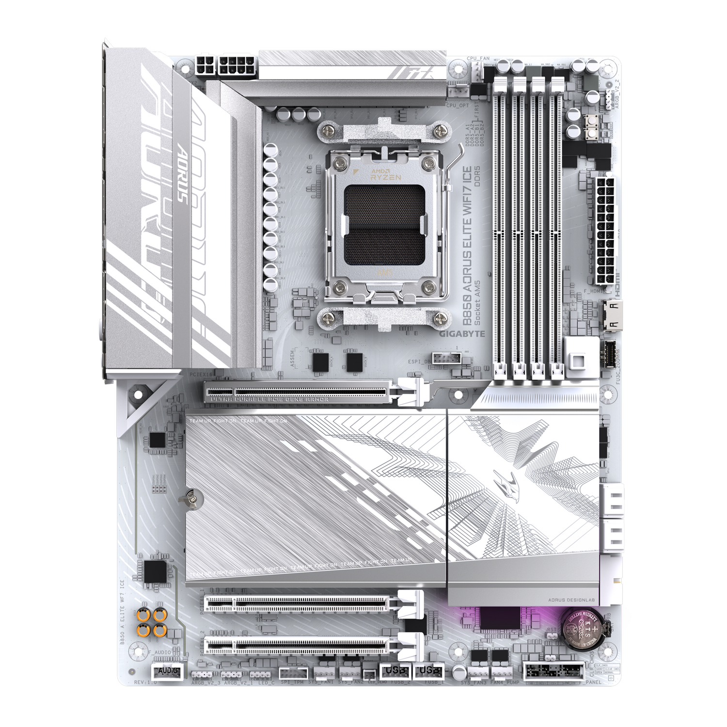 Placa de baza GIGABYTE B850 AORUS ELITE WIFI7 ICE, AM5, DDR5, Wi-Fi, BT, ATX, Alb "B850 A ELITE WF7 ICE"