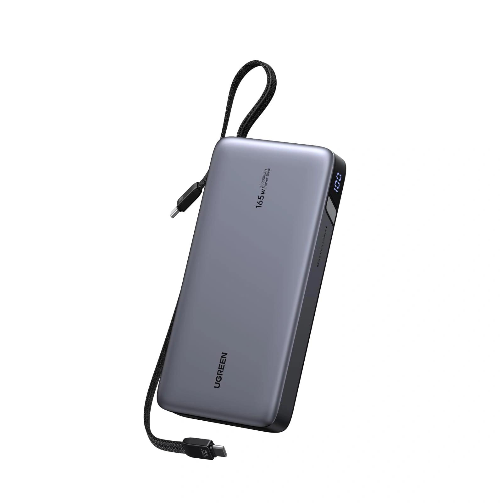 POWER BANK Ugreen "PB552", 25000mAh, 165W PD3.0, 1 x USB, 1 x USB Type-C, 1 x USB Type-C integrat, display, gri, "55995B" (timbru verde 0.98 lei)