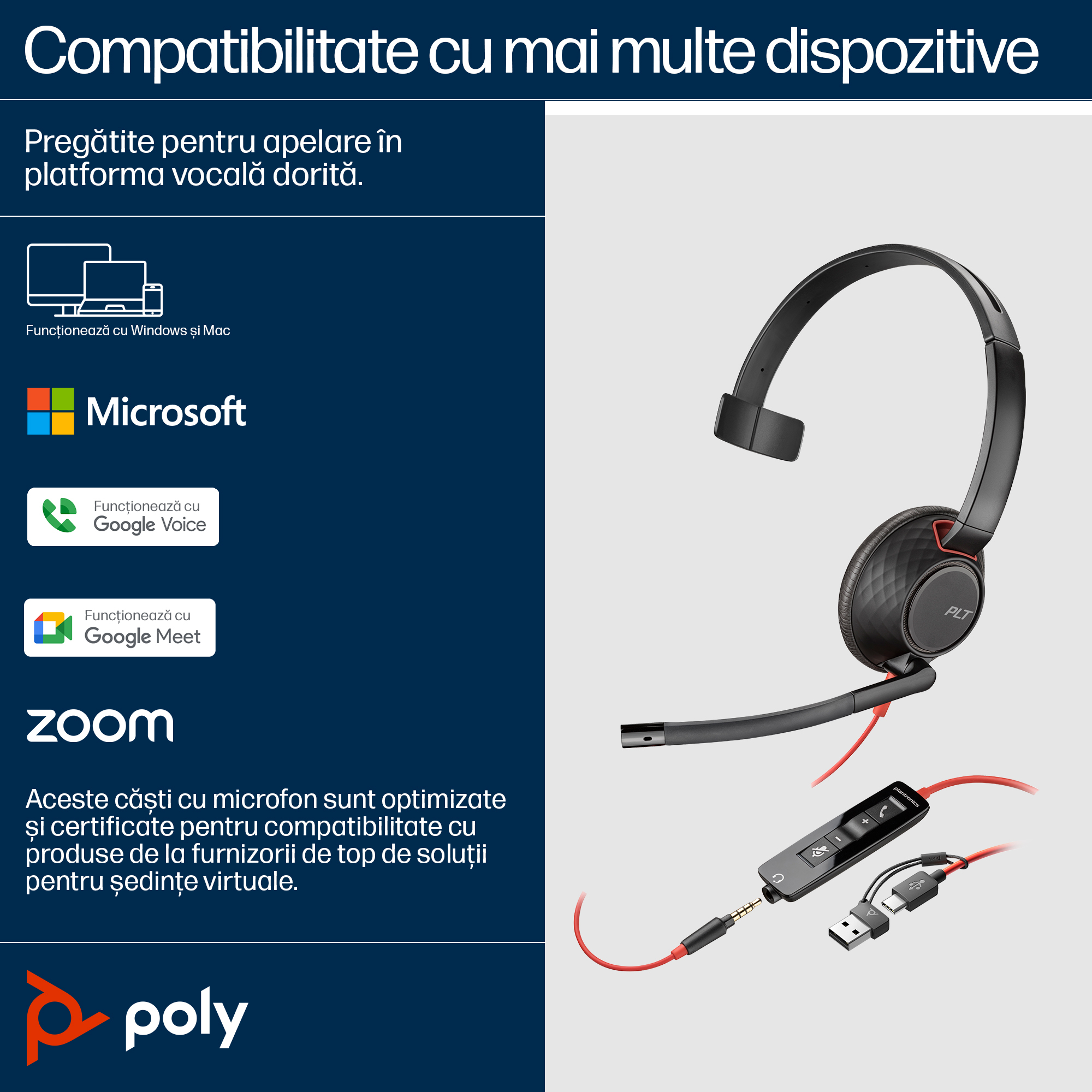 Poly BW 5210 USB-C HS +3.5mmP +USB-C/A"8X230AA" - imagine 5