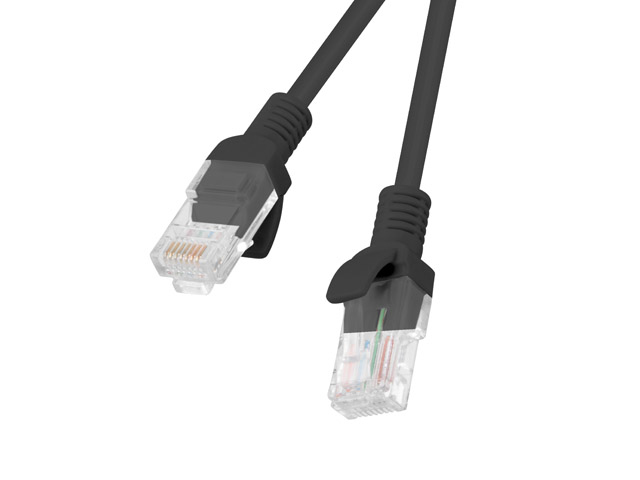 Patch cord Lanberg Cat.5e UTP 1 m negru "PCU5-10CC-0100-BK" (timbru verde 0.08 lei)