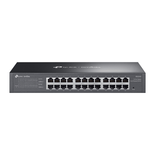SWITCH TP-Link Easy Managed, 24-Port Gigabit RJ-45, metalic "ES224G" (timbru verde 2 lei)