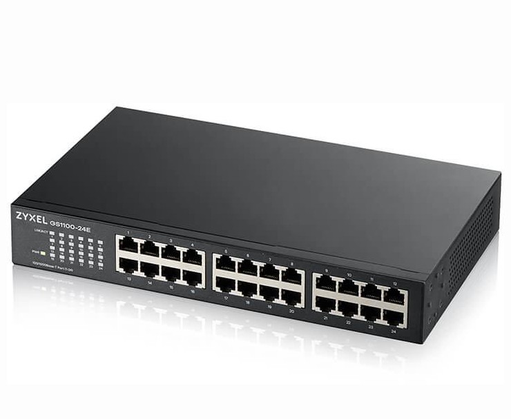 SWITCH ZYXEL, porturi Gigabit x 24, rackabil, "GS1100-24E-EU0103F" (timbru verde 2 lei)