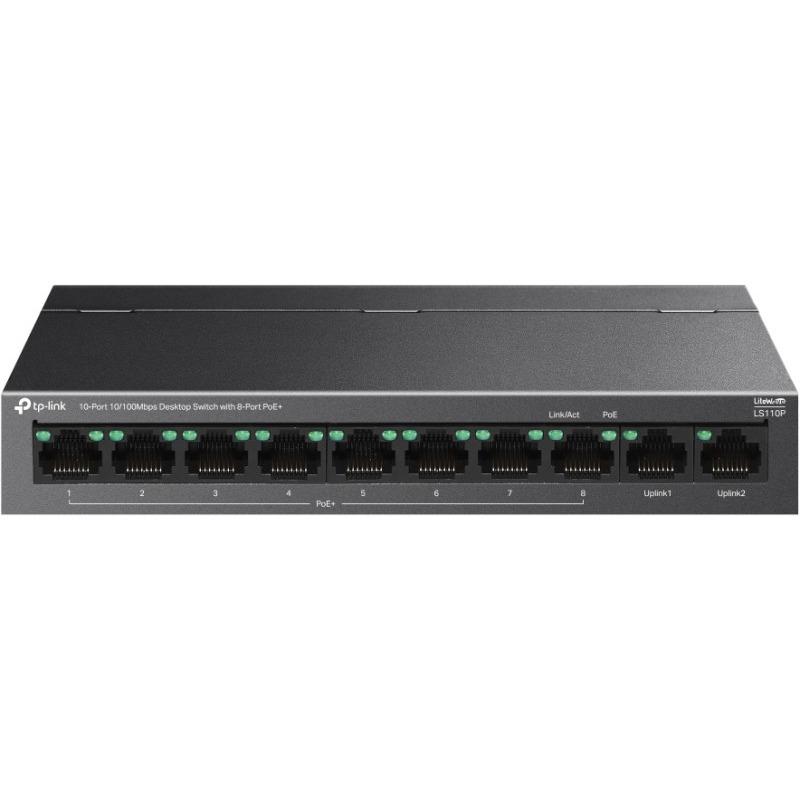 SWITCH TP-LINK 10-Port 10/100Mbps Desktop Switch cu 8-Port PoE+, carcasa metalica "LS110P" (timbru verde 2 lei)