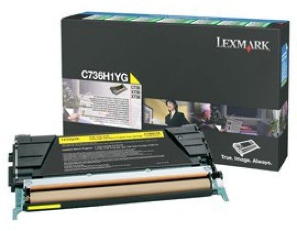 Toner Original Lexmark Yellow, C736H1YG, pentru C736|X736|X738, 1K, (timbru verde 1.2 lei) , "C736H1YG"