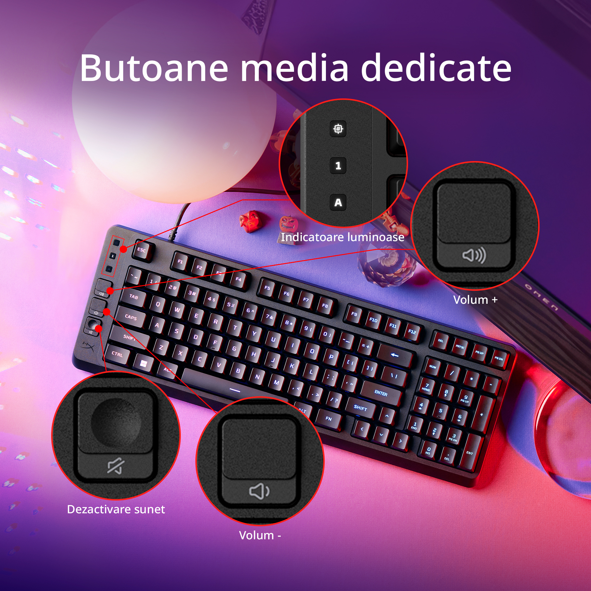 Tastatura HP HyperX Eve 1800GAM, negru"B7JE0AA" - imagine 5