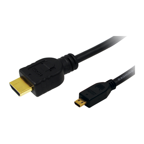 CABLU video LOGILINK, micro(D) HDMI (T) la HDMI (T) 1.4, 2m, conectori auriti, rezolutie maxima 4K (3840 x 2160) la 30 Hz, plastic, dublu ecranaj, negru, "CH0032" (timbru verde 0.18 lei)