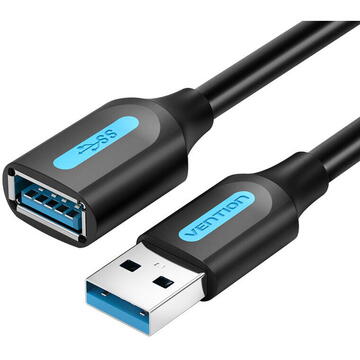 Cablu USB prelungitor Vention, USB 3.2 gen 1 (T) la USB 3.2 gen 1 (M), 1.5m rata transfer 5 Gbps, invelis PVC, negru, "CBHBG" (timbru verde 0.18 lei) - 6922794748873