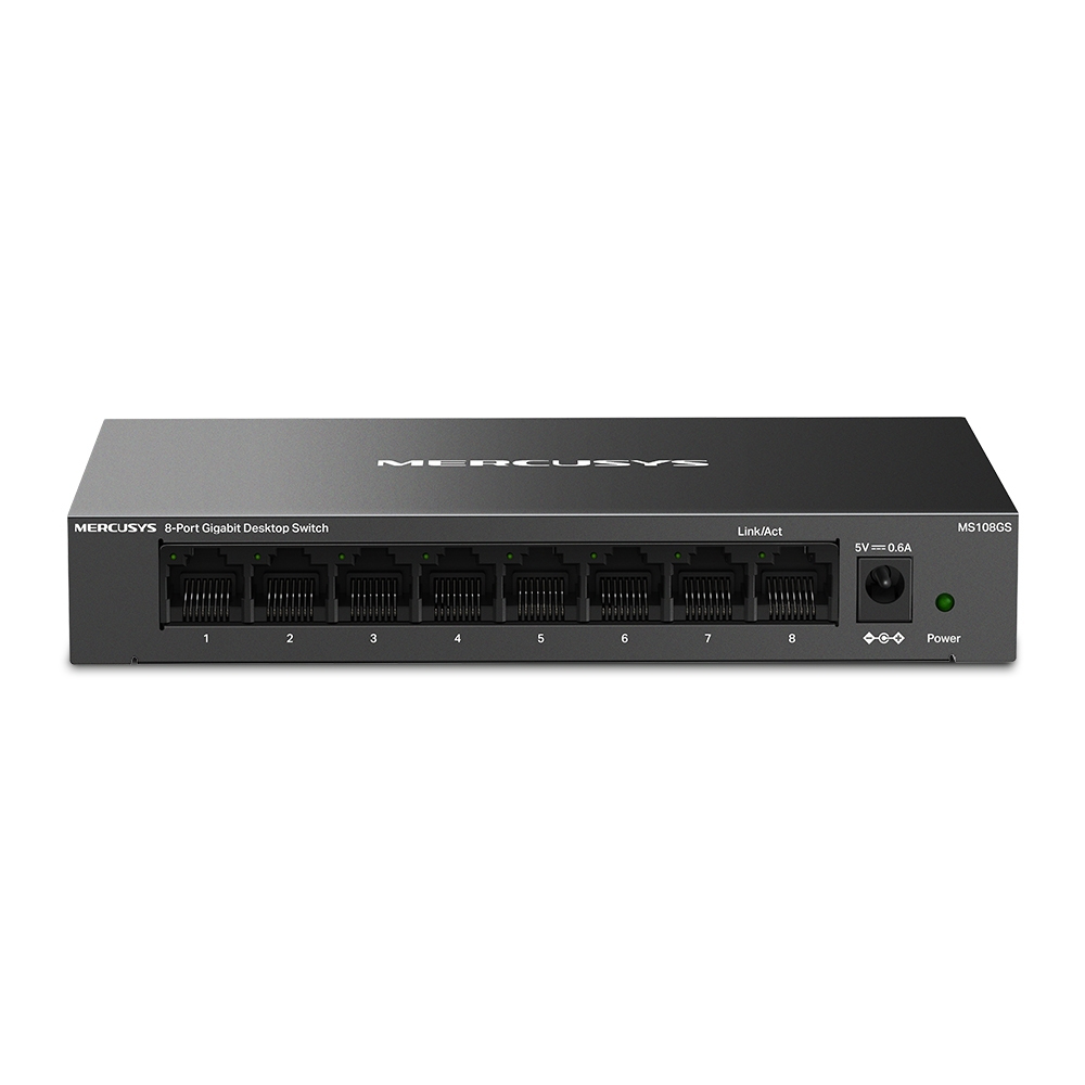 SWITCH MERCUSYS, porturi Gigabit x 8, unmanaged, carcasa metal, "MS108GS" (timbru verde 0.8 lei)