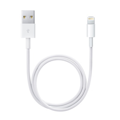 CABLU alimentare si date smartphone Apple, Lightning (T) la USB 2.0 (T), cauciuc, lungime 0.5 m, alb, "me291zm/a" (timbru verde 0.08 lei)