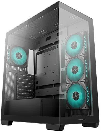 CARCASA DeepCool "CG580 4F", middle tower, gaming, fara sursa, suporta 8xfan, 4xfan 120mm ARGB inclus, PSU shroud, USB-C x 1, USB 3.0 x 2, audio+mic, 7 sloturi expansiune, negru, "R-CG580-BKADA4-G-1" (timbru verde 0.32lei)