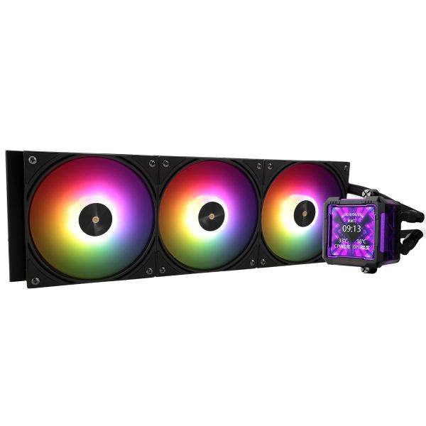 COOLER Thermalright "Frozen Warframe Pro 360", skt. Intel si AMD, racire cu lichid AIO, 3 x 120mm (TL-P12-S), 2000 rpm, pompa 12V PWM, display LCD 2.73", ARGB, negru, "Frozen Warframe Pro 360 Black Argb" (timbru verde 2 lei)