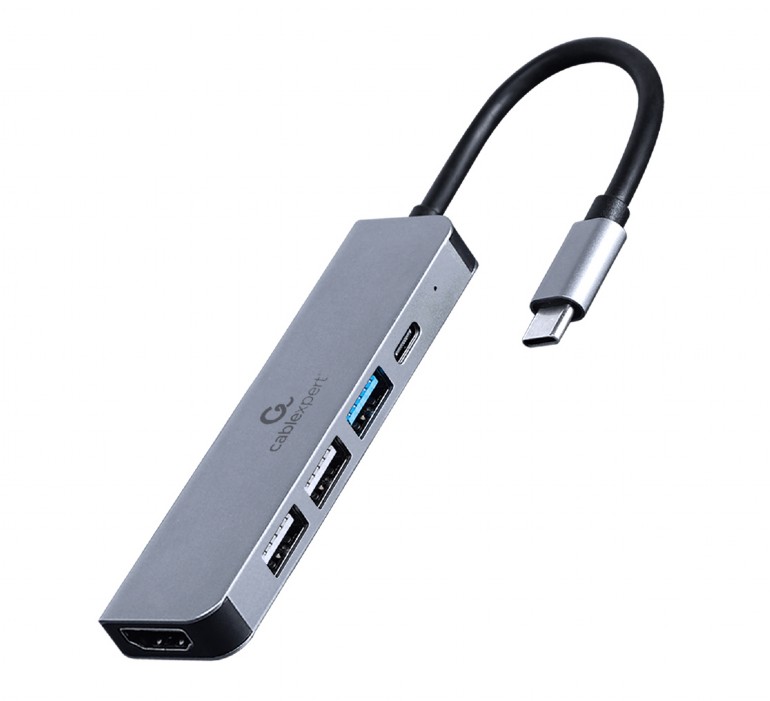 DOCKING Station Gembird universal,5-in-1, conec PC USB Type C, USB-C x 1, USB-A 3.1 x 1, USB-A 2.0 x 2, HDMI x 1, PD 87W, argintiu "A-CM-COMBO5-03" (timbru verde 0.18 lei)