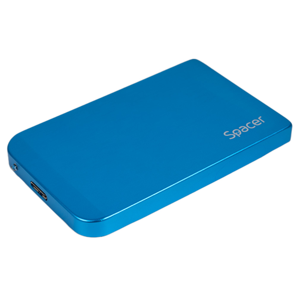 RACK extern SPACER, pt HDD/SSD, 2.5 inch, S-ATA, interfata PC USB 3.0, Husa piele sintetitca, aluminiu, albastru, "SPR-25611A" (timbru verde 0.8 lei)