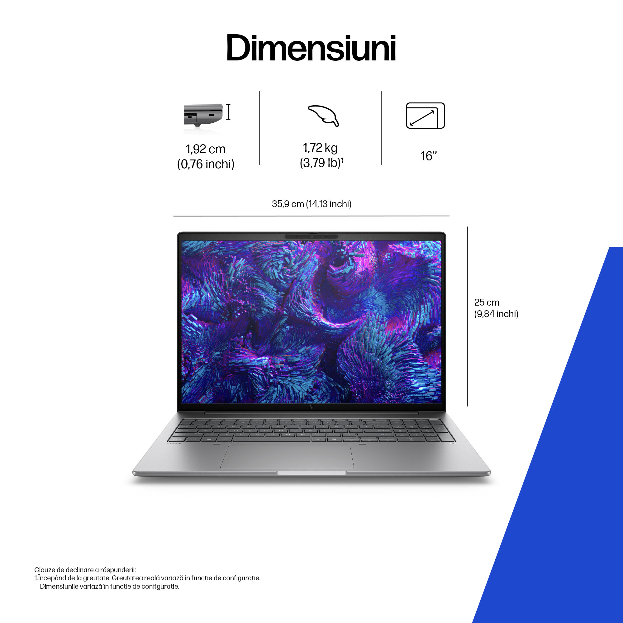 NB ZBOOK 8 G1I CU7-255H 16"/32GB/1TB W11P B72S9ET HP"B72S9ET" - imagine 5