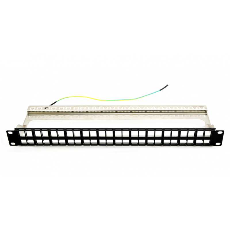 Patch panel 48 porturi, 1U, neechipat, ecranat, suport de cabluri integrat, black - EMTEX "EMT-PP48-BLANK"
