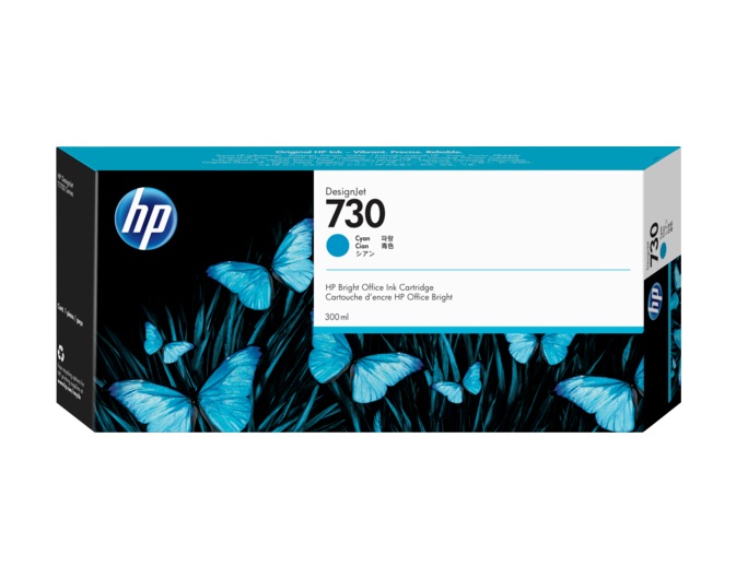 Cartus Cerneala Original HP Cyan, nr.730, pentru DesignJet T1600|T1700|T2600, 300ml, (timbru verde 0.15 lei), "P2V68A"