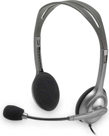 CASTI Logitech, "H110", cu fir, standard, utilizare multimedia, call center, microfon pe brat, conectare prin Jack 3.5 mm x 2, gri, "981-000271", (timbru verde 0.8 lei)